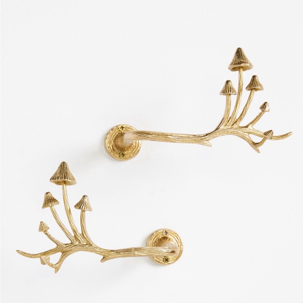 Anthropologie Gold Mushroom Curtain Holdbacks (Pair)